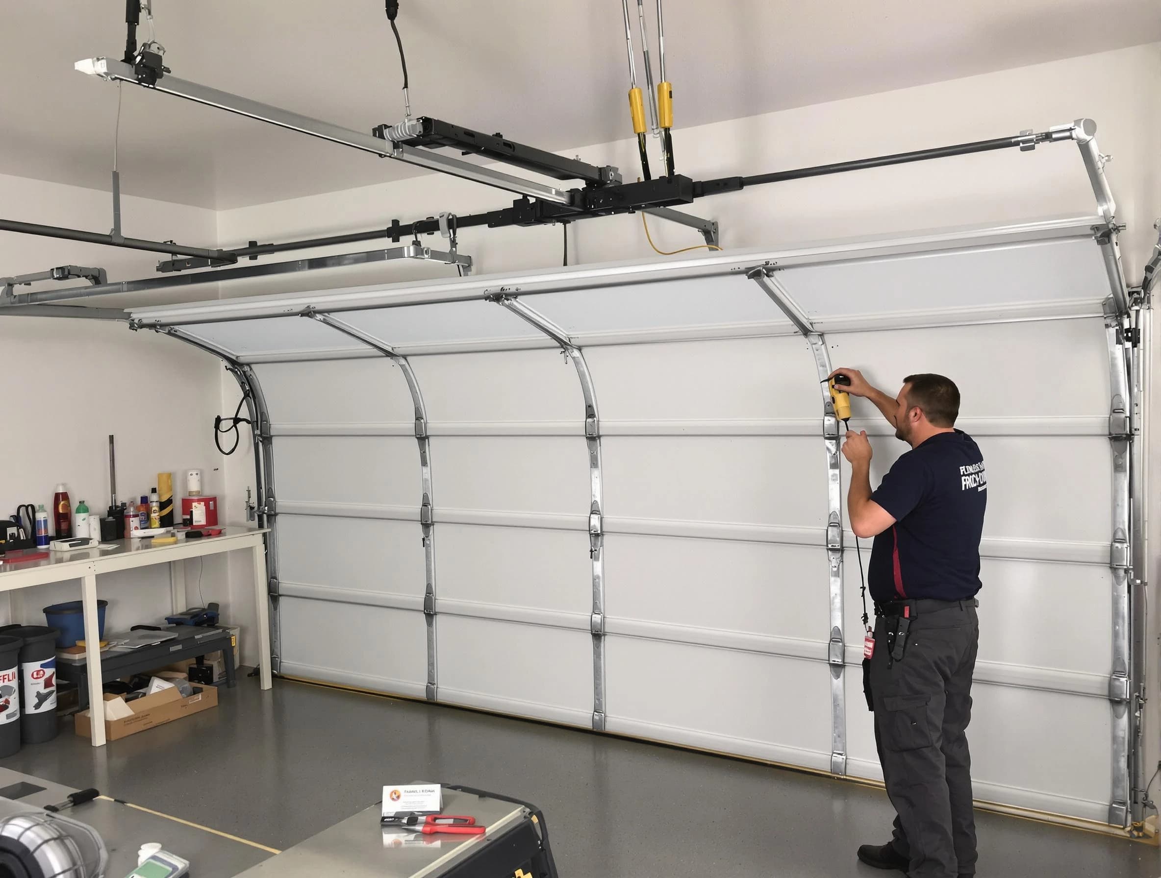 Duluth Garage Door Repair certified technician performing overhead door system repair in Duluth