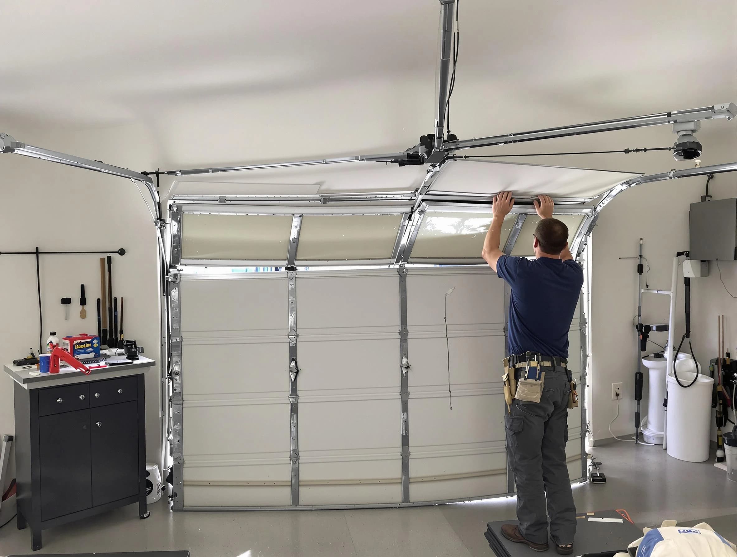 Duluth Garage Door Repair specialist performing precise section replacement on Duluth garage door