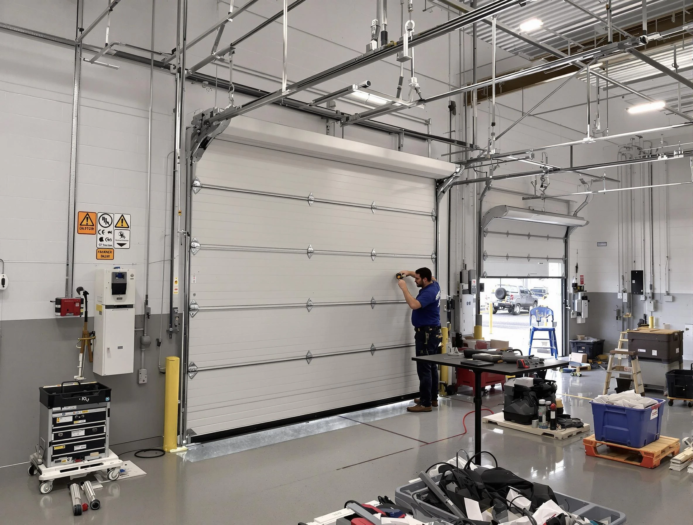 Commercial garage door repair being performed by Duluth Garage Door Repair expert in Duluth
