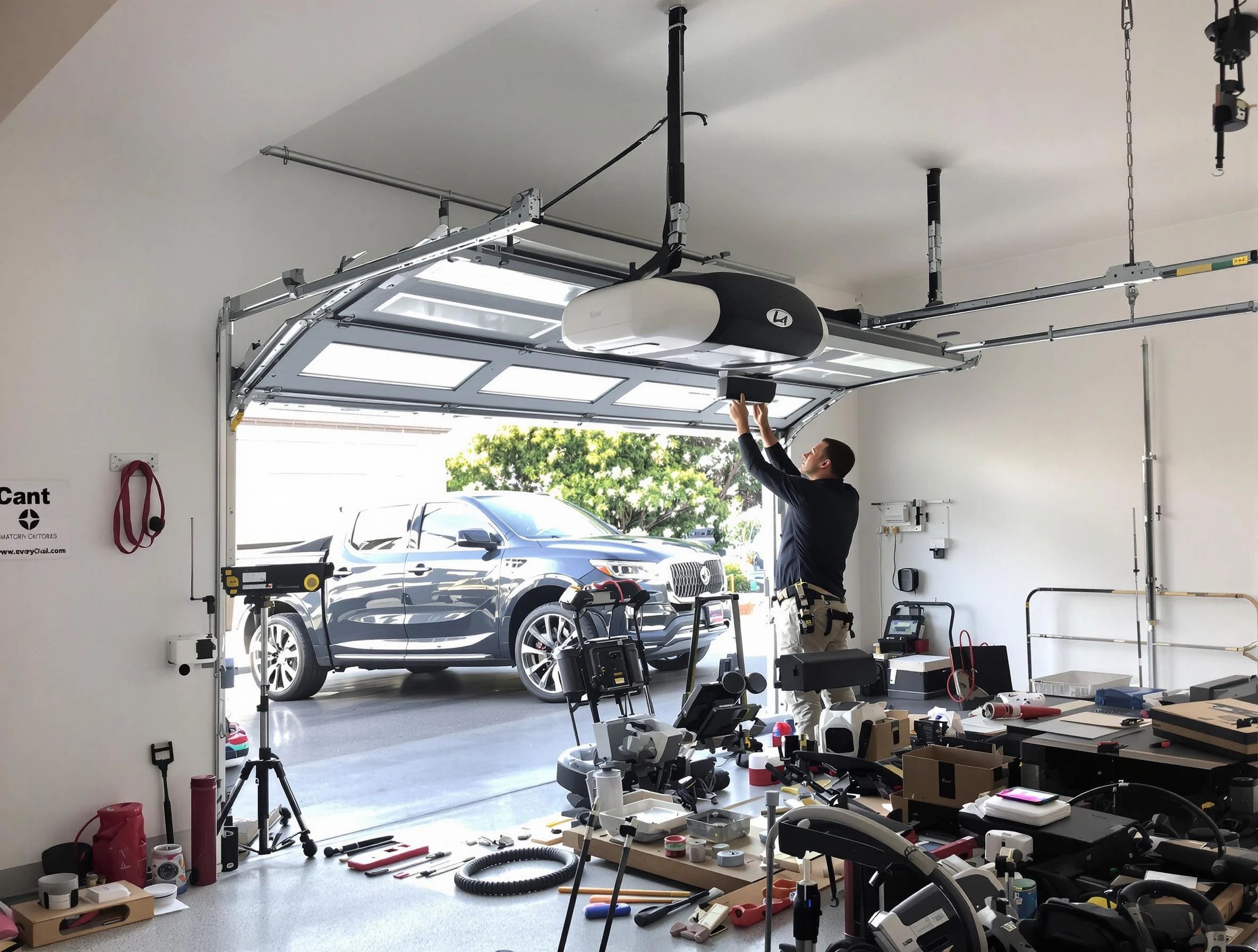 Duluth Garage Door Repair specialist installing smart garage door opener system in Duluth home