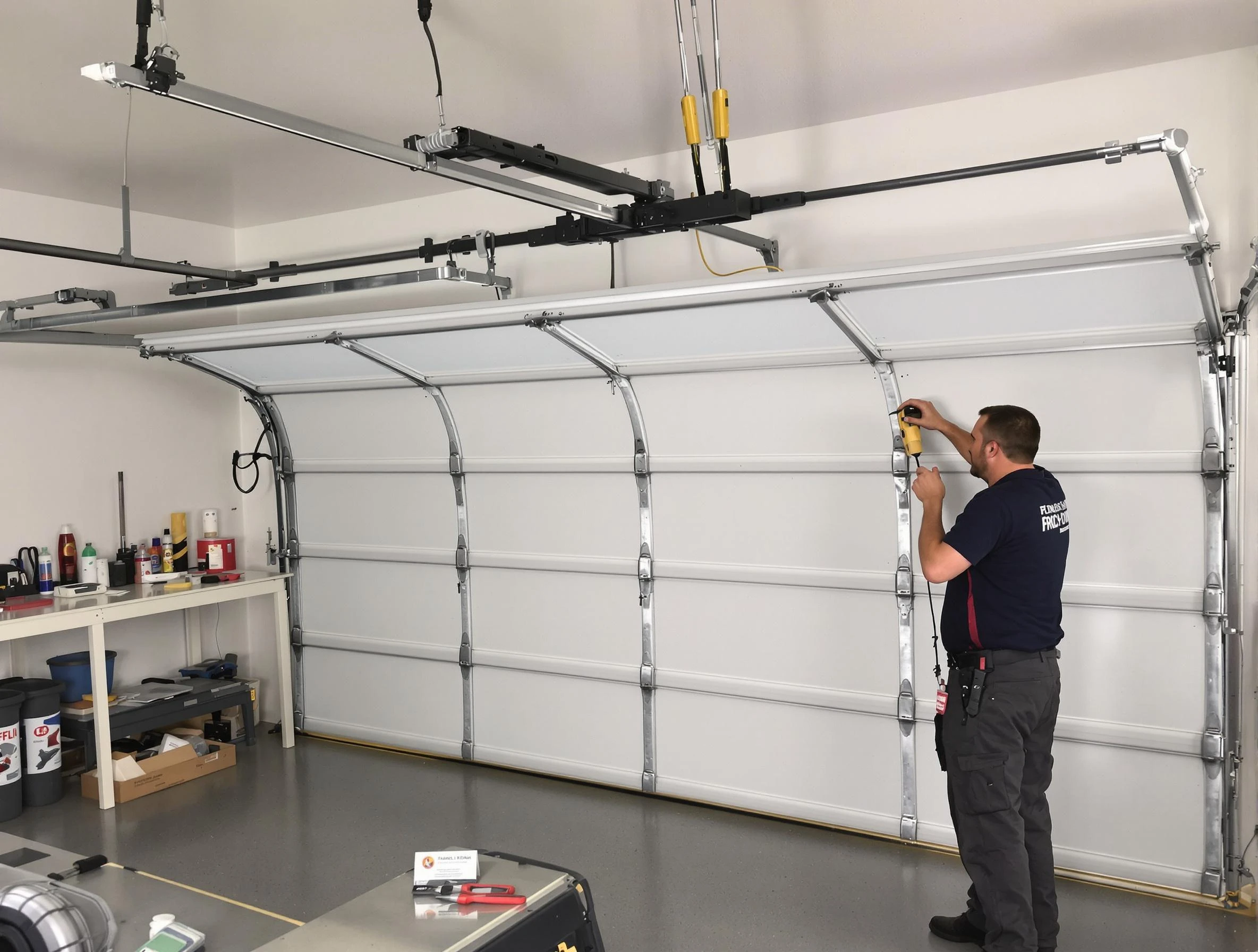 Duluth Garage Door Repair certified technician performing overhead door system repair in Duluth