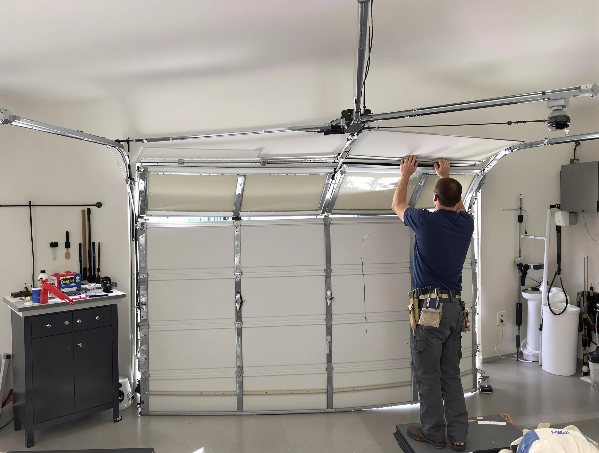Duluth Garage Door Repair specialist performing precise section replacement on Duluth garage door