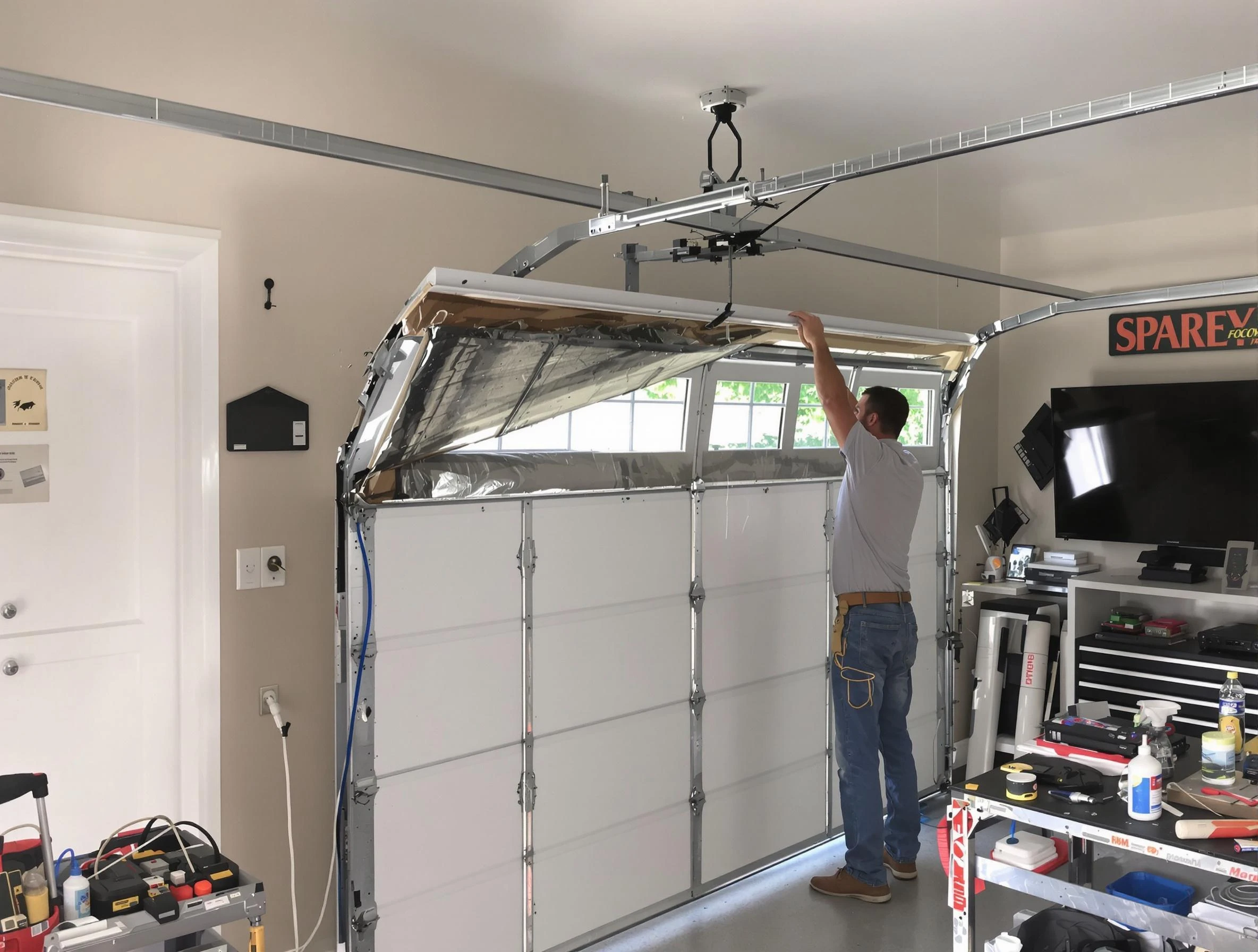 Garage door section replacement by Duluth Garage Door Repair in Duluth